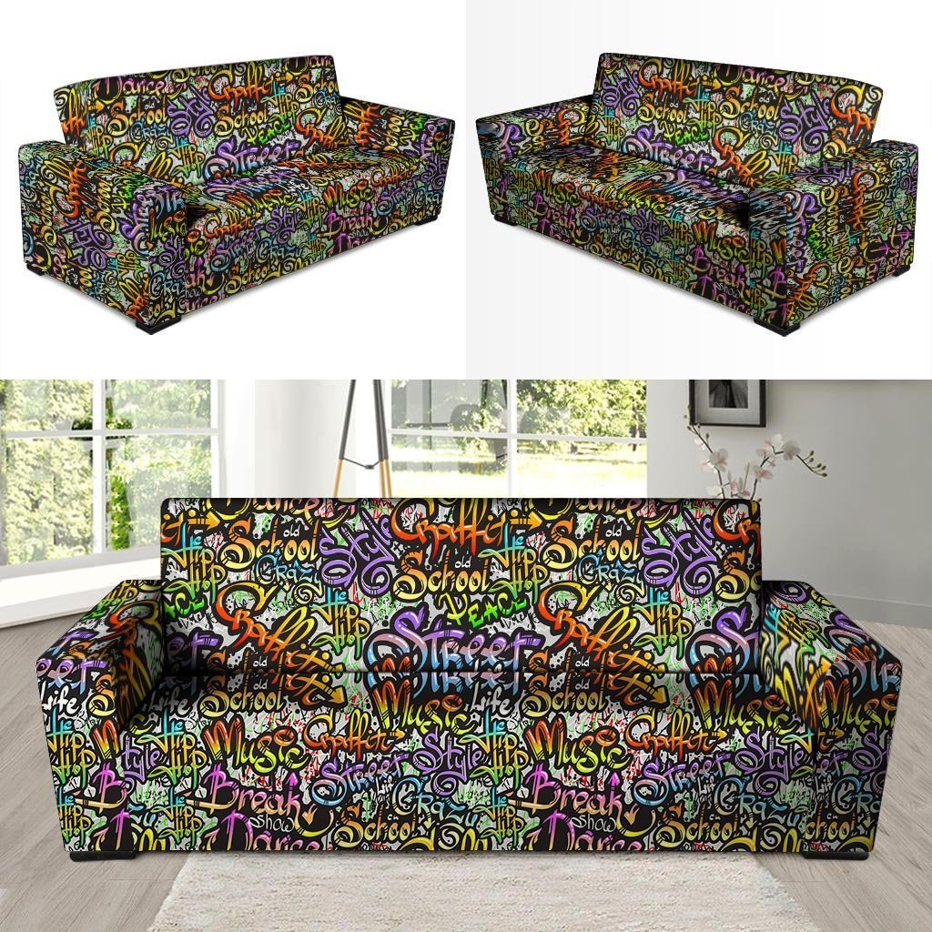 Airbrush Graffiti Print Sofa Cover-grizzshop