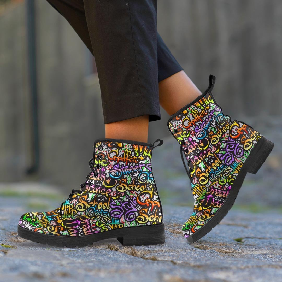 Airbrush Graffiti Print Women's Boots-grizzshop