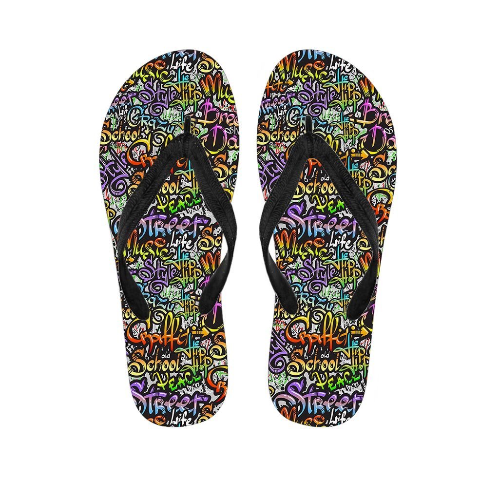 Airbrush Graffiti Print Women's Flip Flops-grizzshop