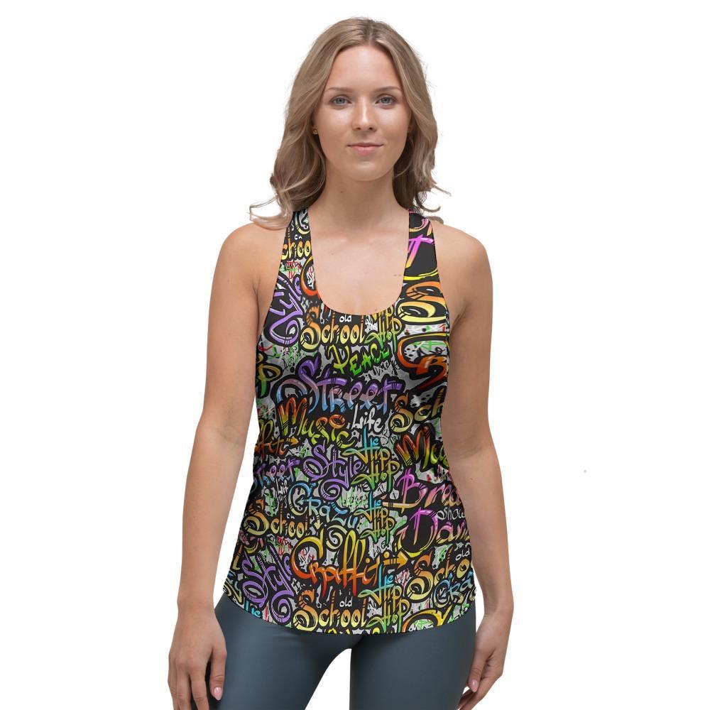 Airbrush Graffiti Print Women's Racerback Tank Top-grizzshop