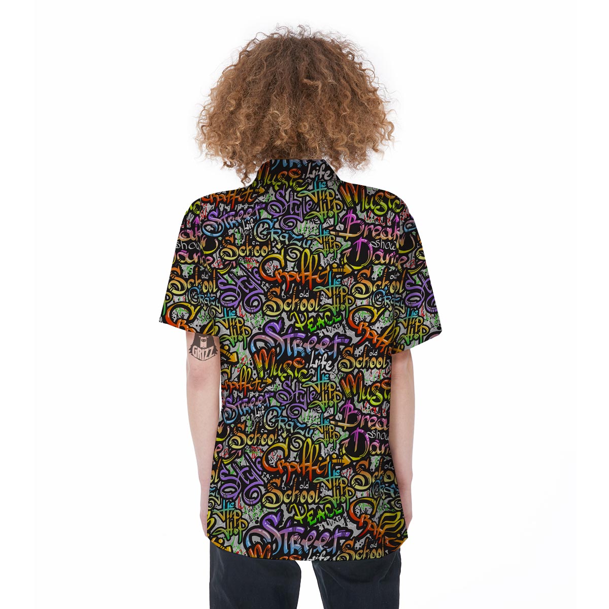 Airbrush Graffiti Print Women's Short Sleeve Shirts-grizzshop