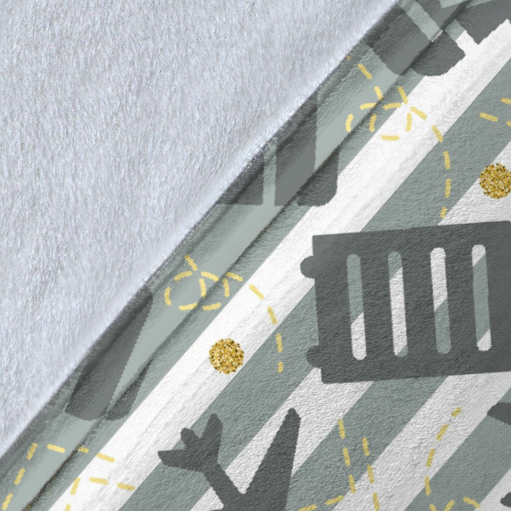 Airplane Luggage Pattern Print Blanket-grizzshop