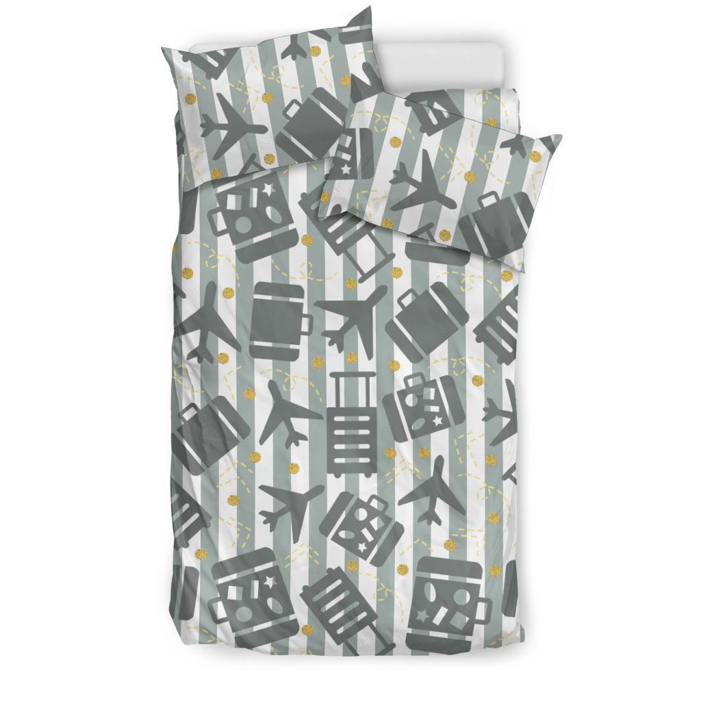 Airplane Luggage Pattern Print Duvet Cover Bedding Set-grizzshop