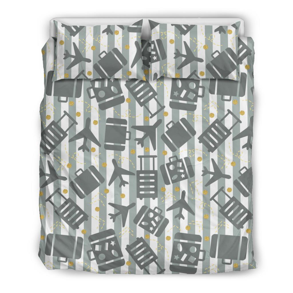 Airplane Luggage Pattern Print Duvet Cover Bedding Set-grizzshop