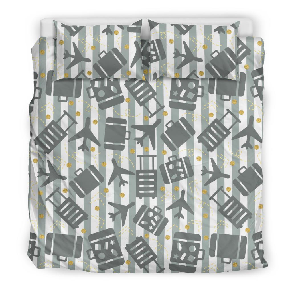 Airplane Luggage Pattern Print Duvet Cover Bedding Set-grizzshop