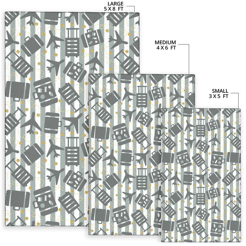 Airplane Luggage Pattern Print Floor Mat-grizzshop