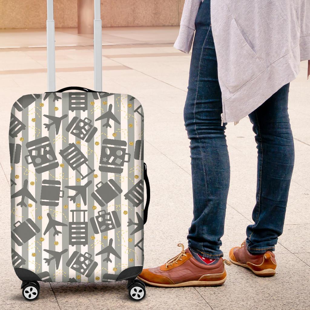 Airplane Luggage Pattern Print Luggage Cover Protector-grizzshop