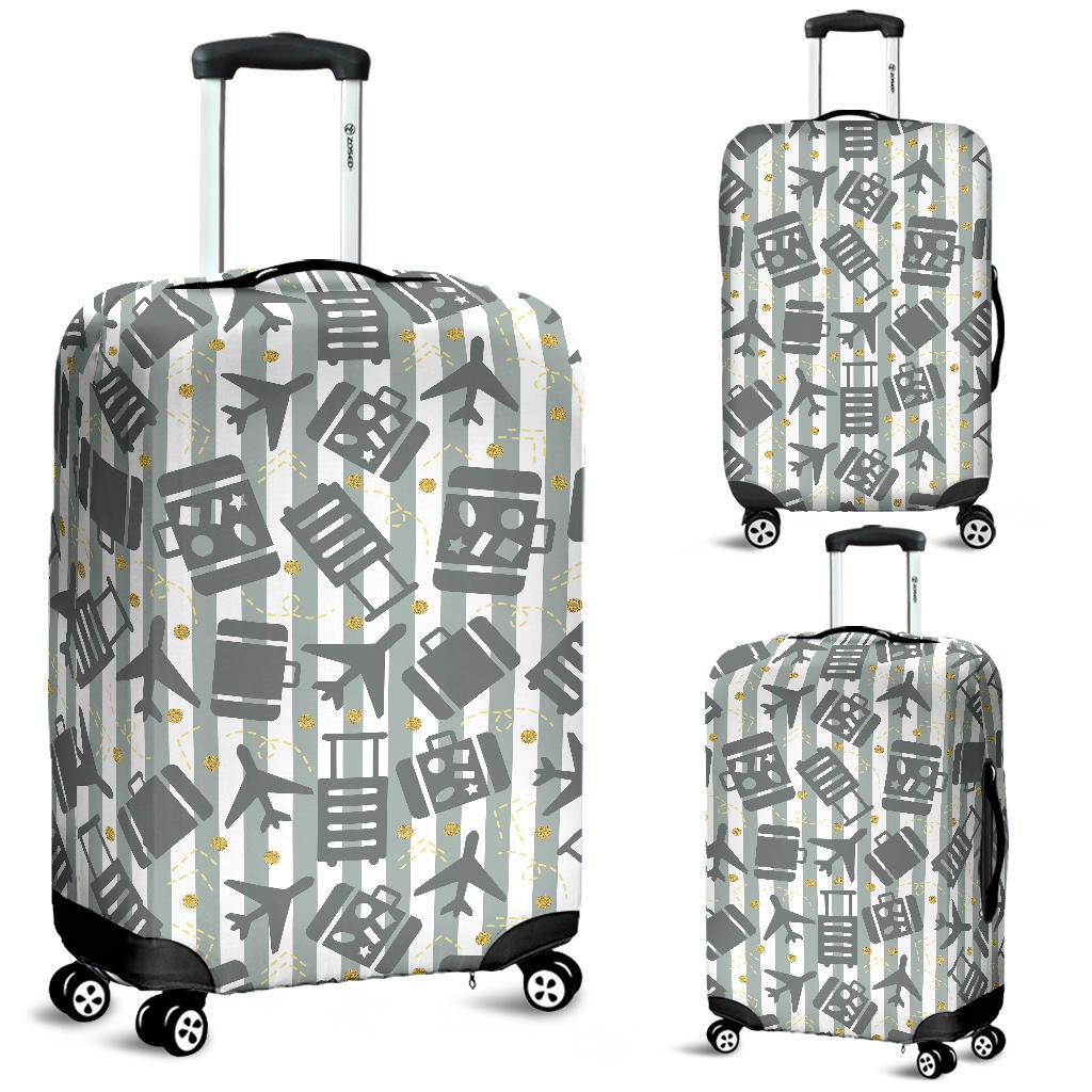 Airplane Luggage Pattern Print Luggage Cover Protector-grizzshop