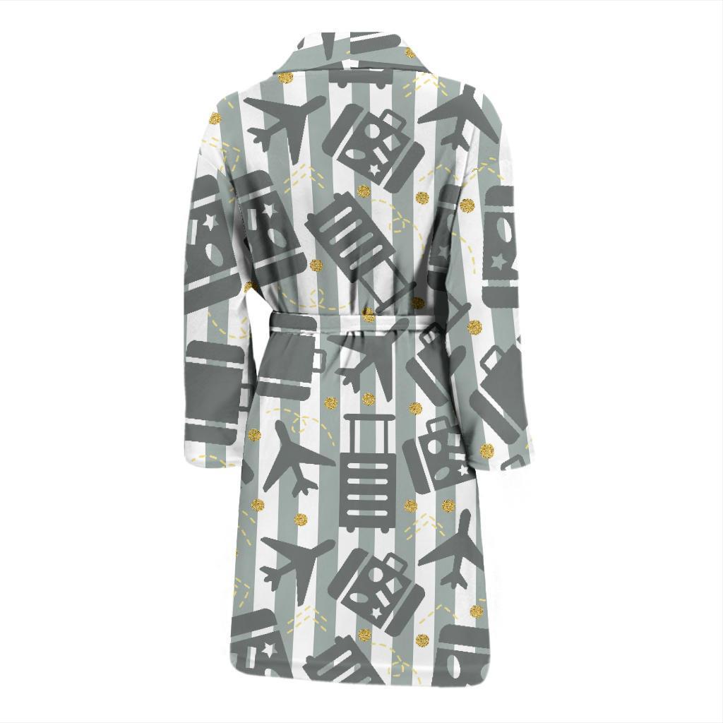 Airplane Luggage Pattern Print Men Long Robe-grizzshop