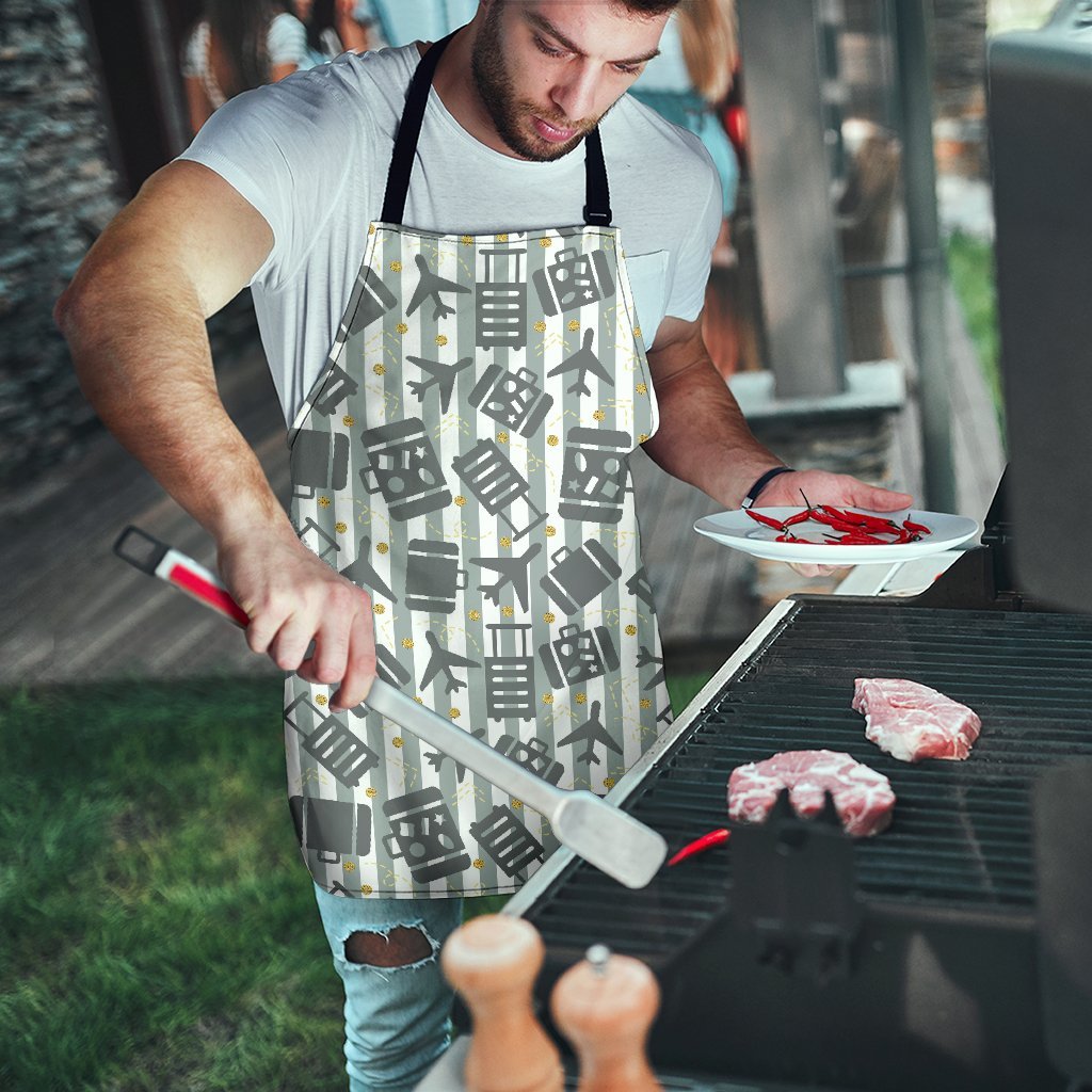 Airplane Luggage Pattern Print Men's Apron-grizzshop