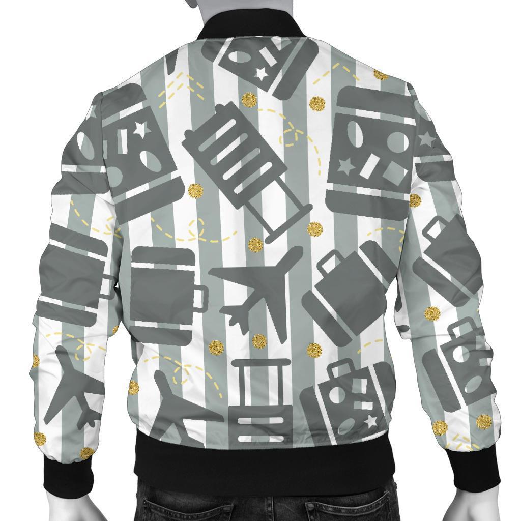 Airplane Luggage Pattern Print Men's Bomber Jacket-grizzshop