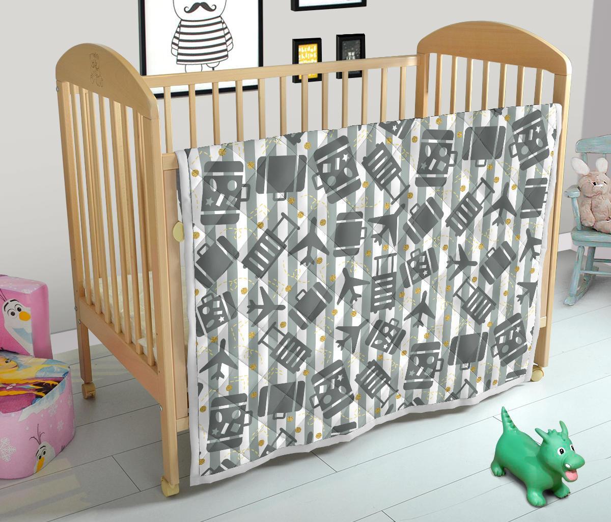 Airplane Luggage Pattern Print Quilt-grizzshop