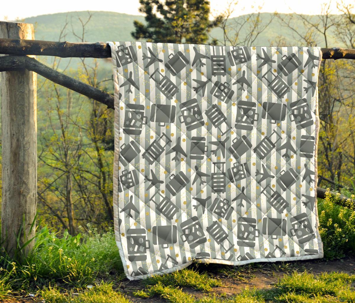 Airplane Luggage Pattern Print Quilt-grizzshop