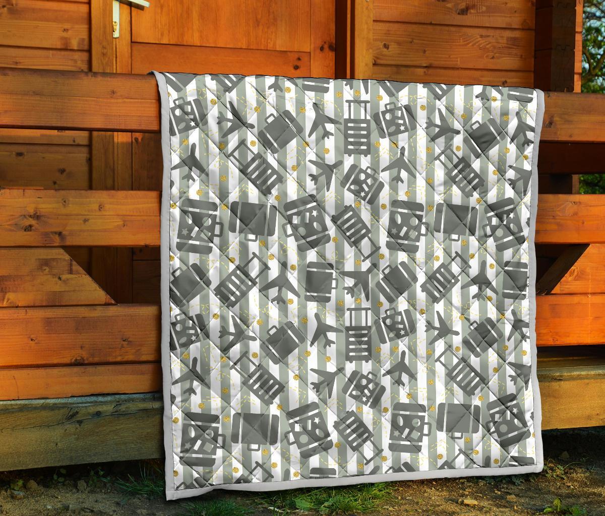 Airplane Luggage Pattern Print Quilt-grizzshop