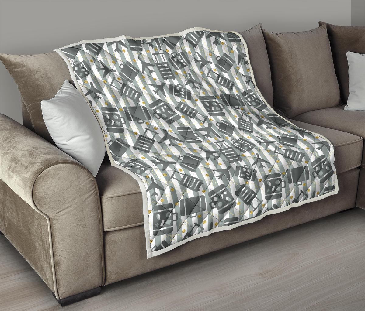 Airplane Luggage Pattern Print Quilt-grizzshop