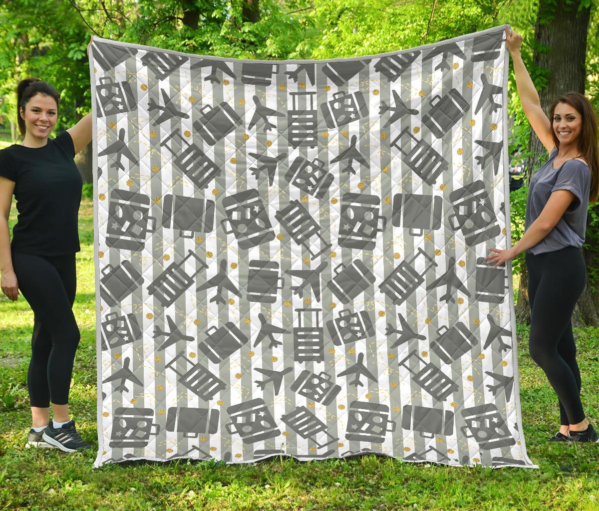Airplane Luggage Pattern Print Quilt-grizzshop