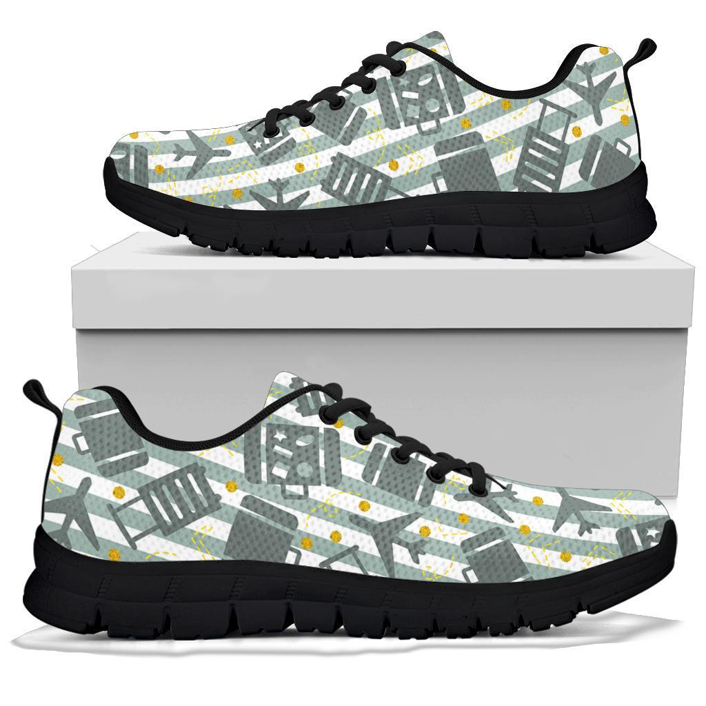 Airplane Luggage Pattern Print Sneaker Shoes For Men Women-grizzshop