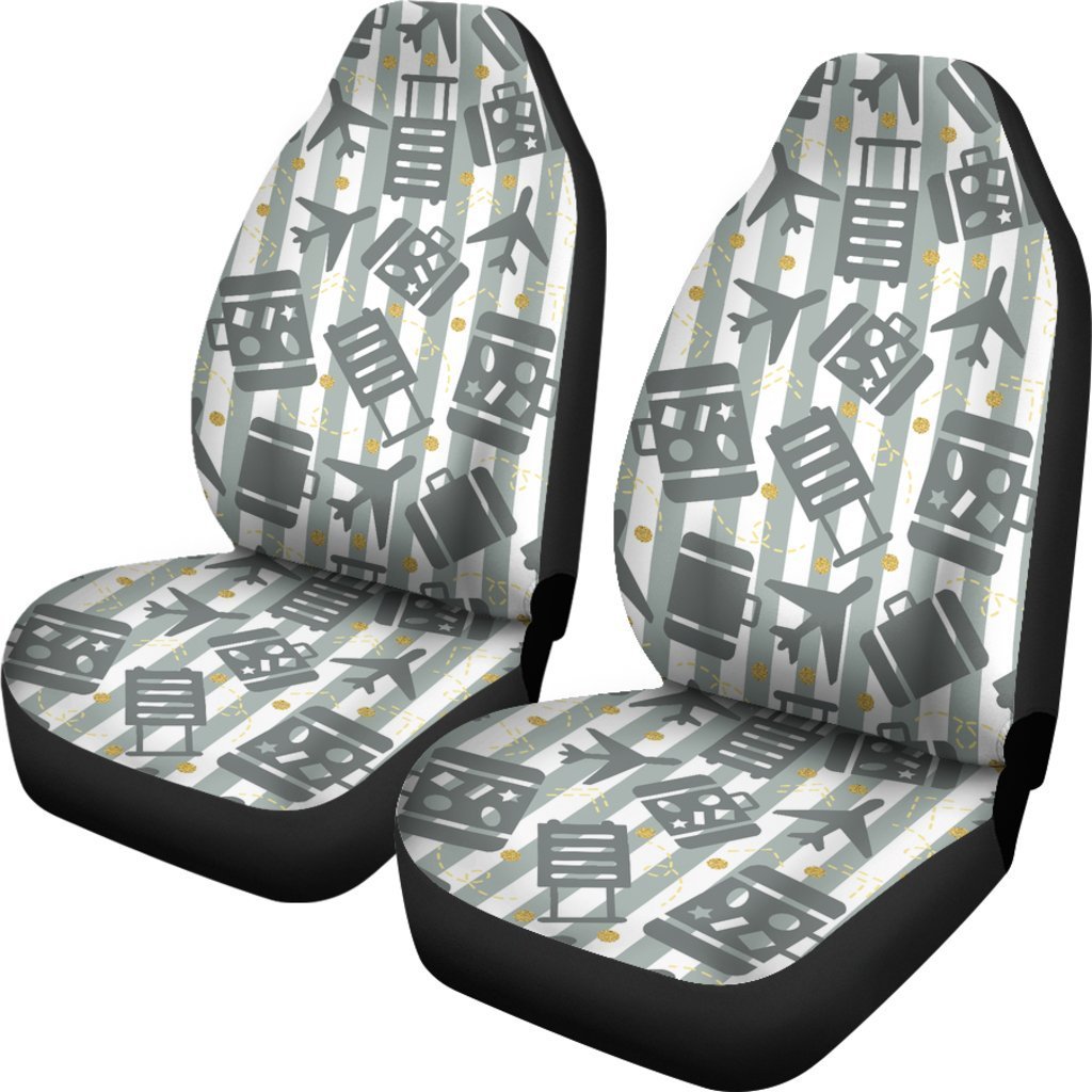 Airplane Luggage Pattern Print Universal Fit Car Seat Covers-grizzshop