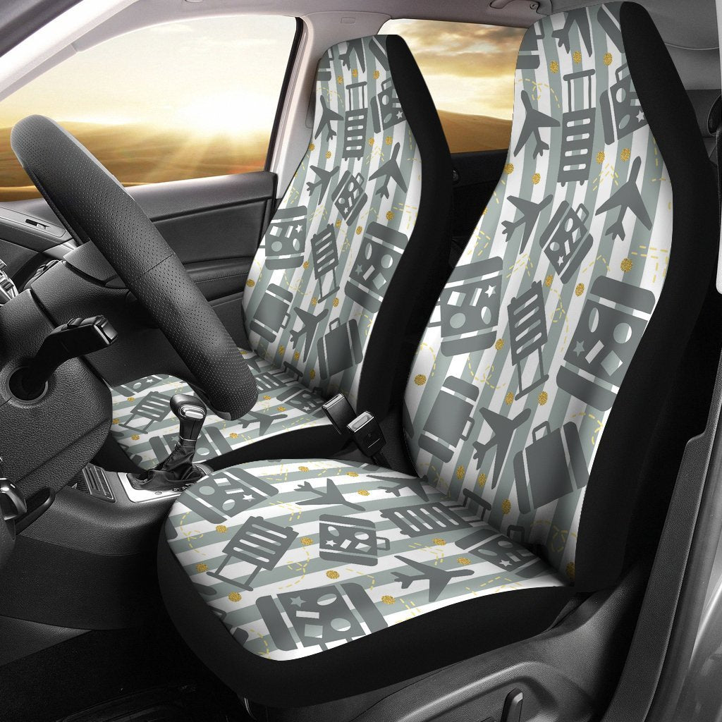 Airplane Luggage Pattern Print Universal Fit Car Seat Covers-grizzshop