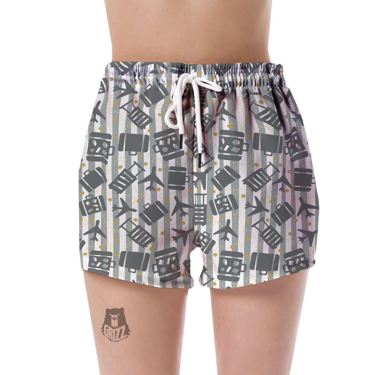 Airplane Luggage Pattern Print Women's Shorts-grizzshop