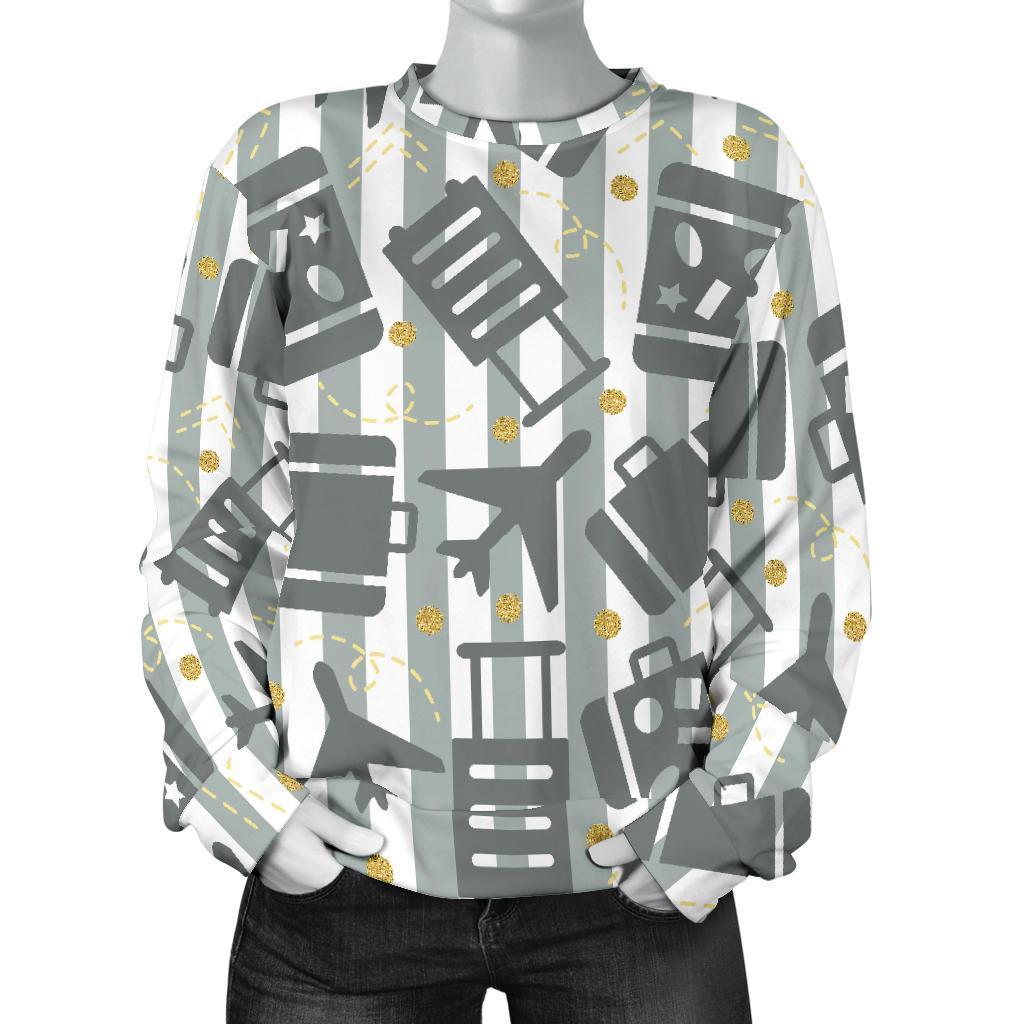 Airplane Luggage Pattern Print Women's Sweatshirt-grizzshop