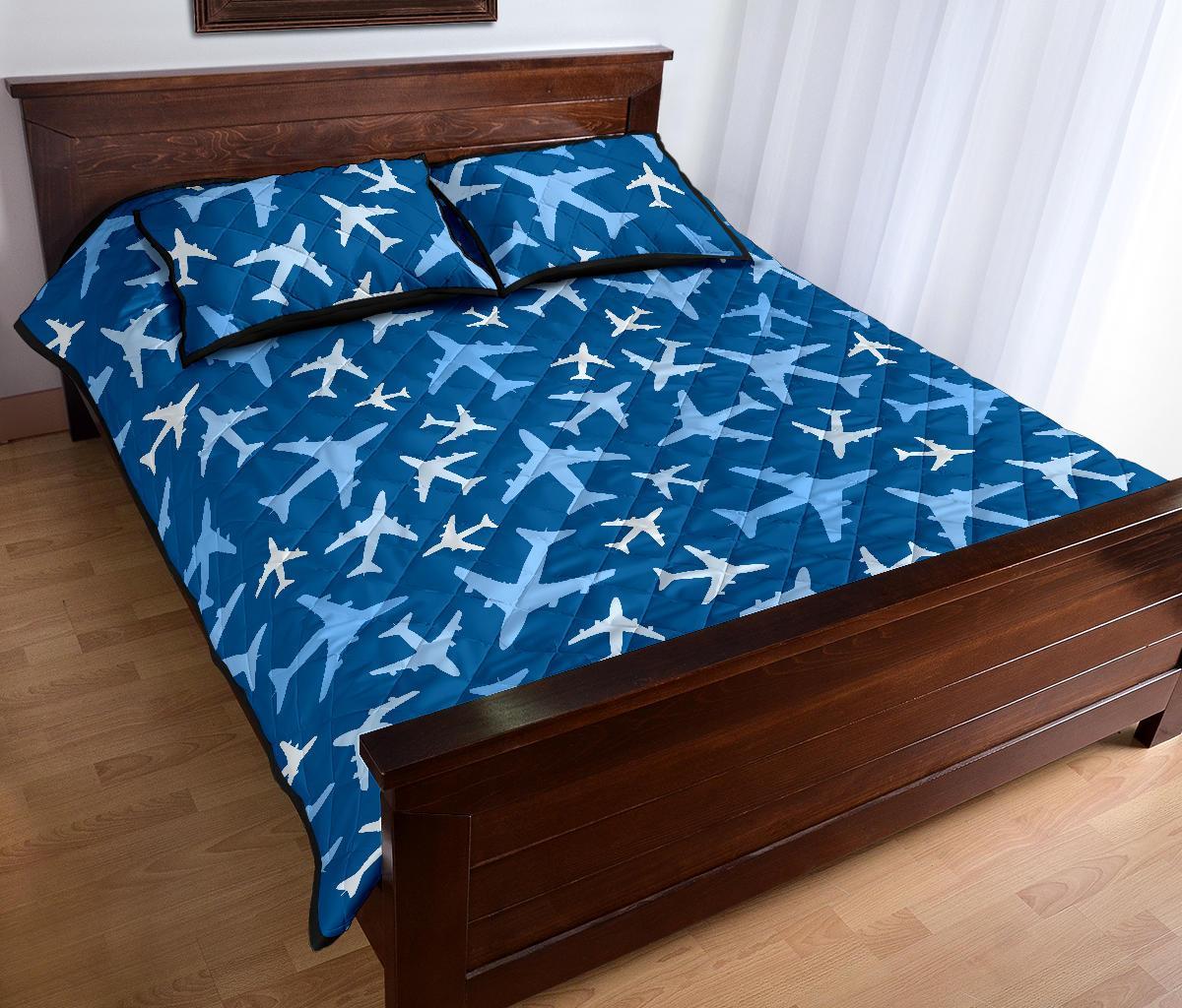 Airplane Pattern Print Bed Set Quilt-grizzshop