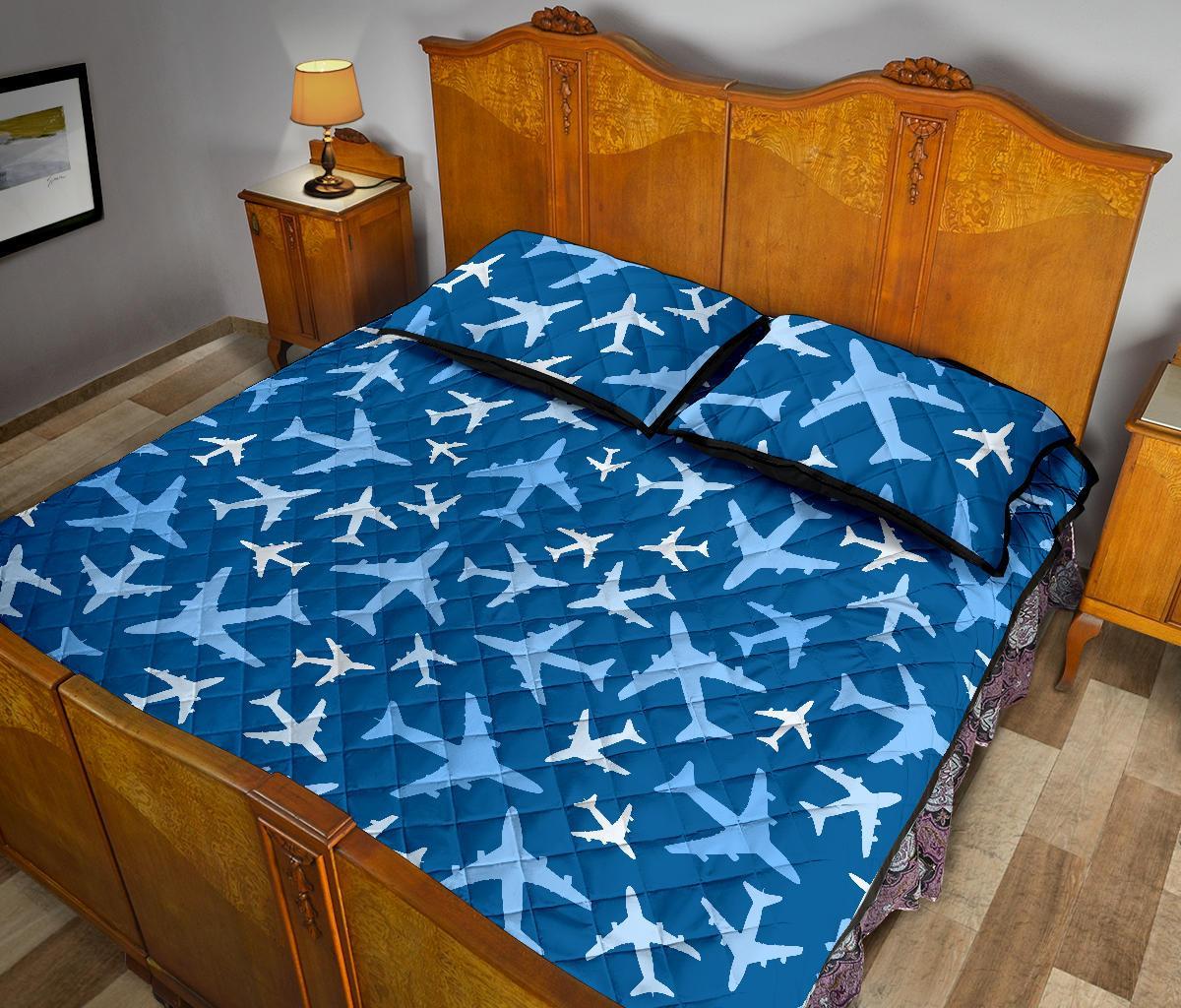 Airplane Pattern Print Bed Set Quilt-grizzshop