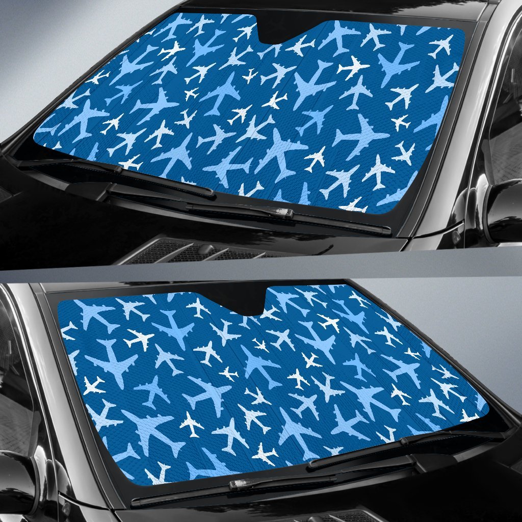 Airplane Pattern Print Car Sun Shade-grizzshop