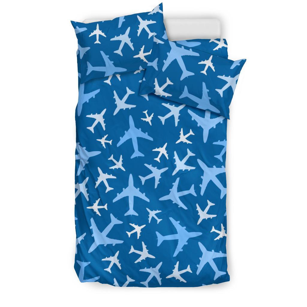 Airplane Pattern Print Duvet Cover Bedding Set-grizzshop