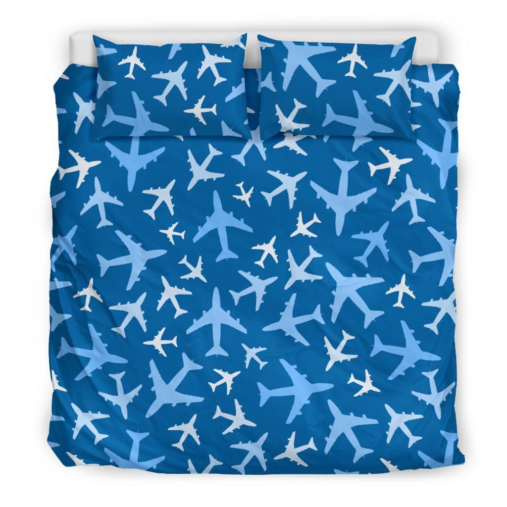 Airplane Pattern Print Duvet Cover Bedding Set-grizzshop