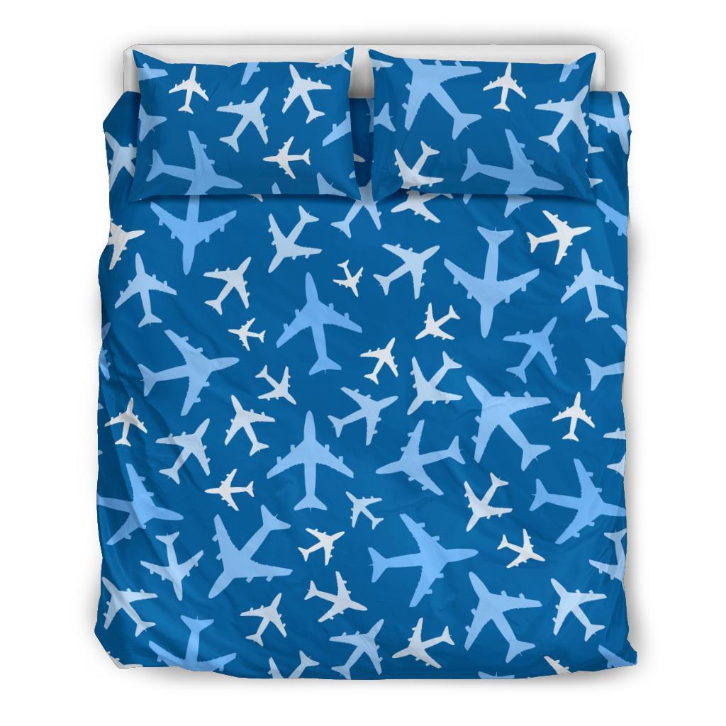 Airplane Pattern Print Duvet Cover Bedding Set-grizzshop