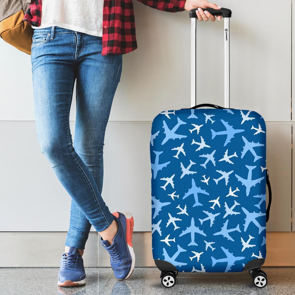 Airplane Pattern Print Luggage Cover Protector-grizzshop