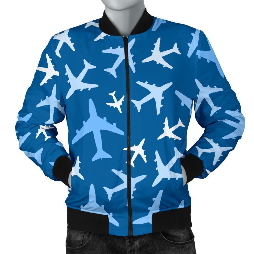 Airplane Pattern Print Men's Bomber Jacket-grizzshop