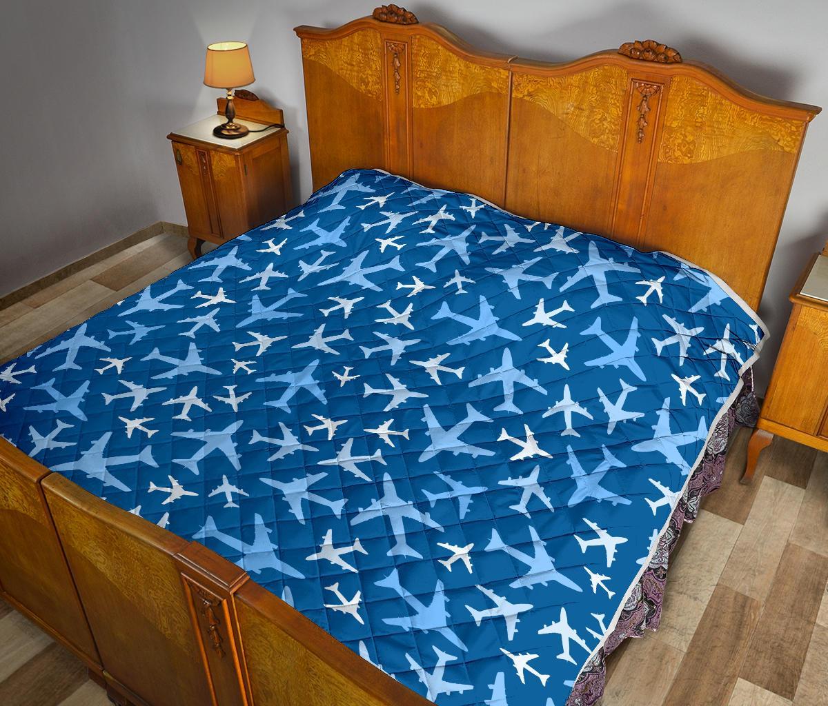 Airplane Pattern Print Quilt-grizzshop