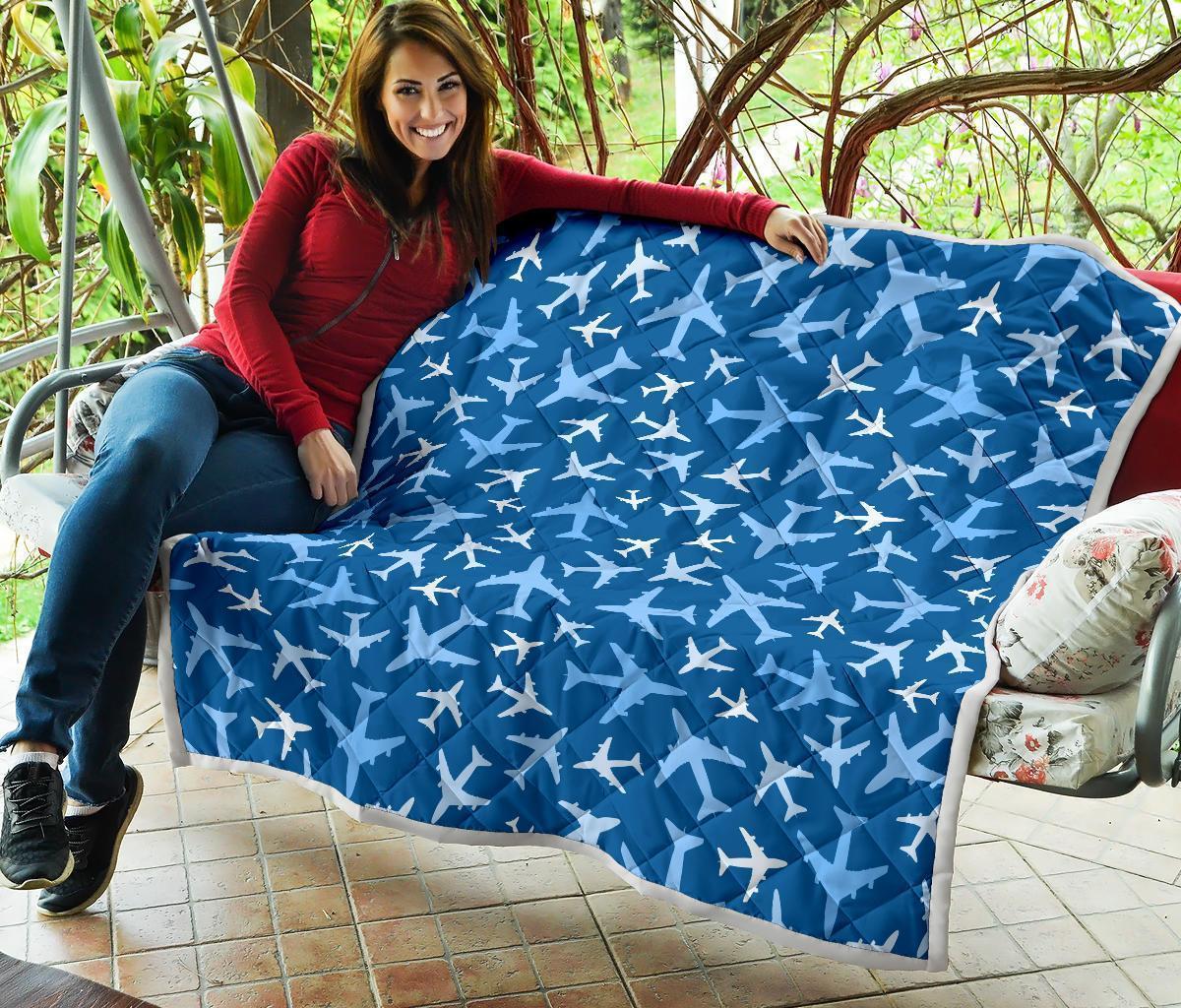 Airplane Pattern Print Quilt-grizzshop