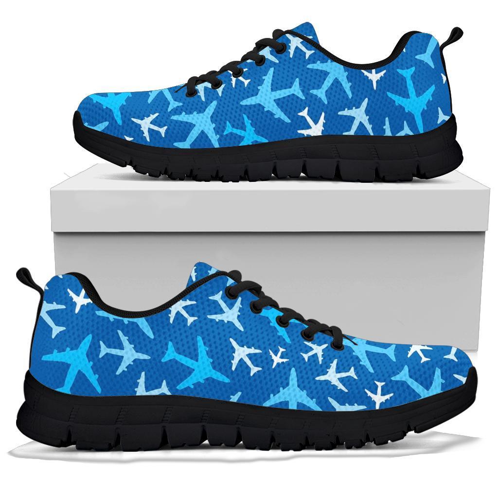 Airplane Pattern Print Sneaker Shoes For Men Women-grizzshop