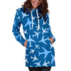 Airplane Pattern Print Women Hoodie Dress-grizzshop