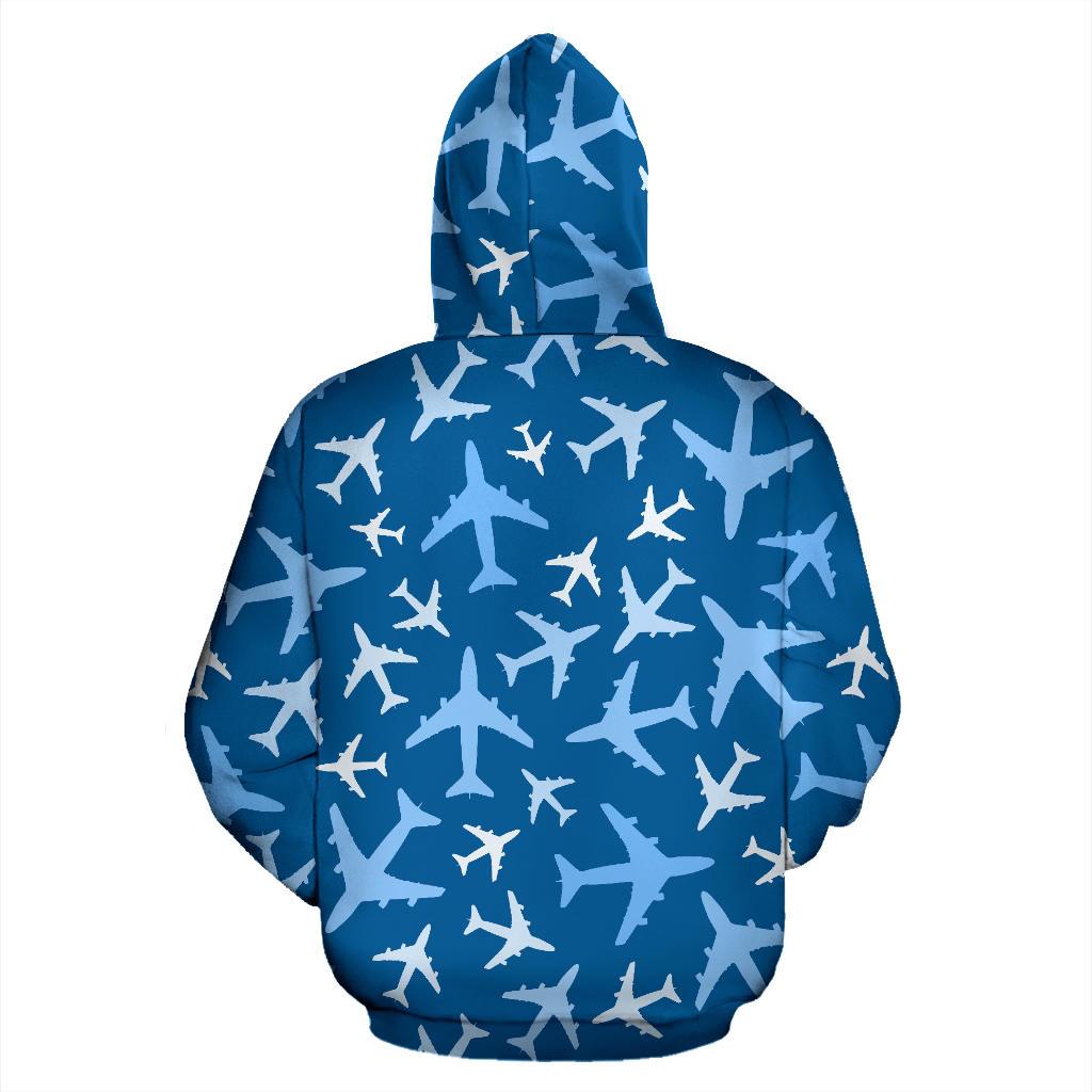 Airplane Pattern Print Women Men Pullover Hoodie-grizzshop