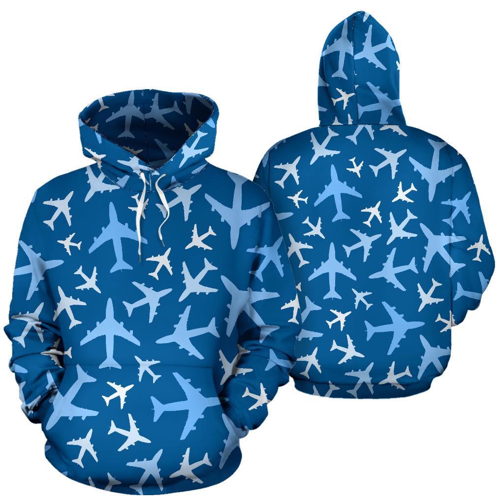 Airplane Pattern Print Women Men Pullover Hoodie-grizzshop