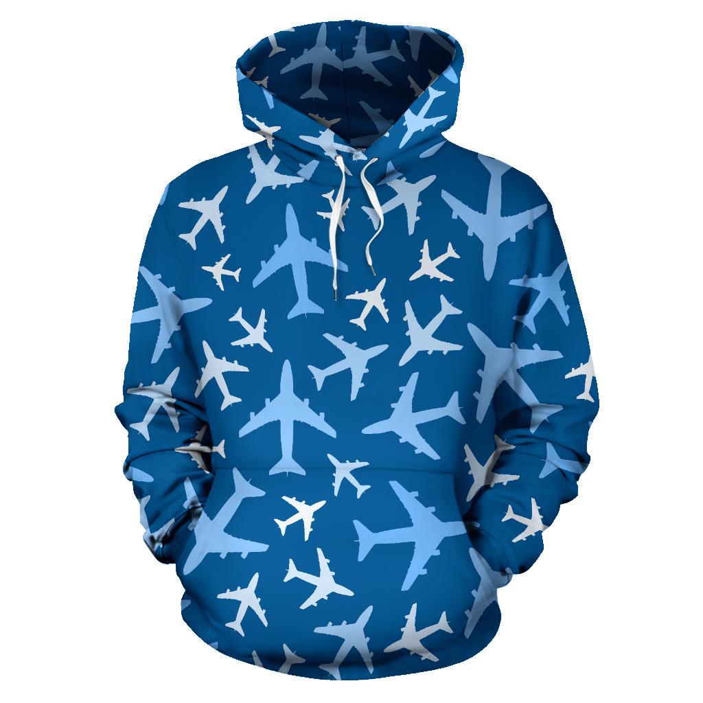 Airplane Pattern Print Women Men Pullover Hoodie-grizzshop