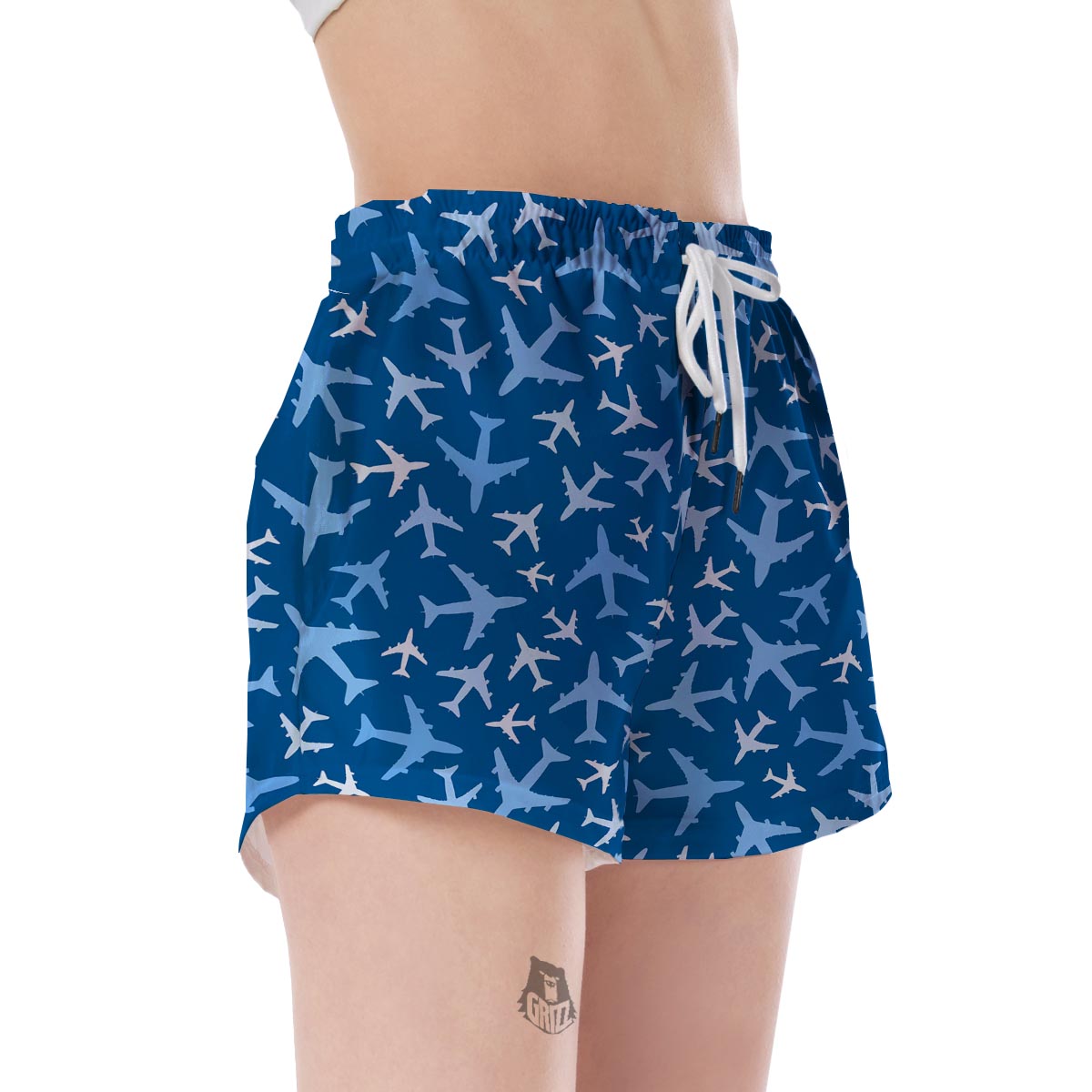 Airplane Pattern Print Women's Shorts-grizzshop