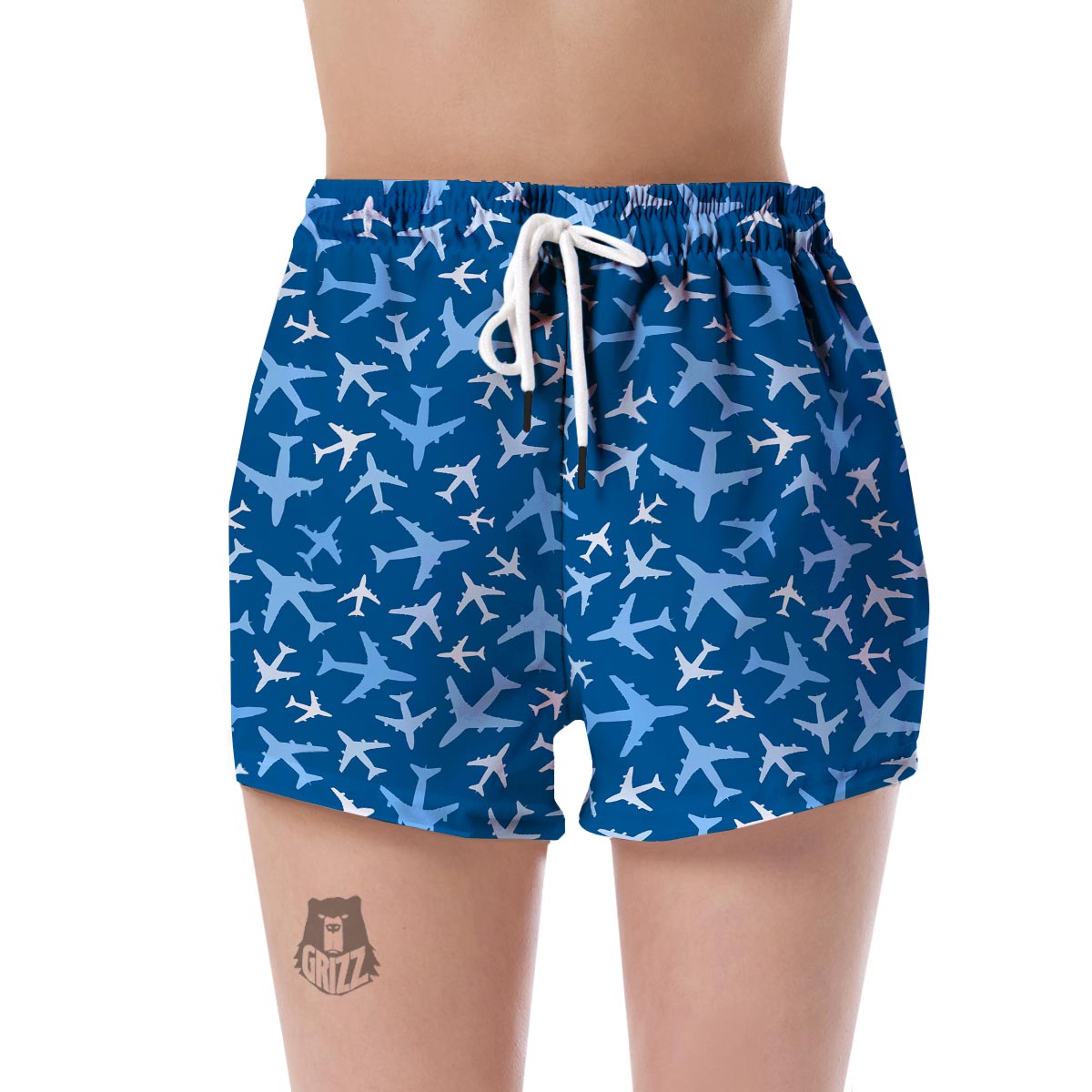 Airplane Pattern Print Women's Shorts-grizzshop