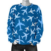 Airplane Pattern Print Women's Sweatshirt-grizzshop