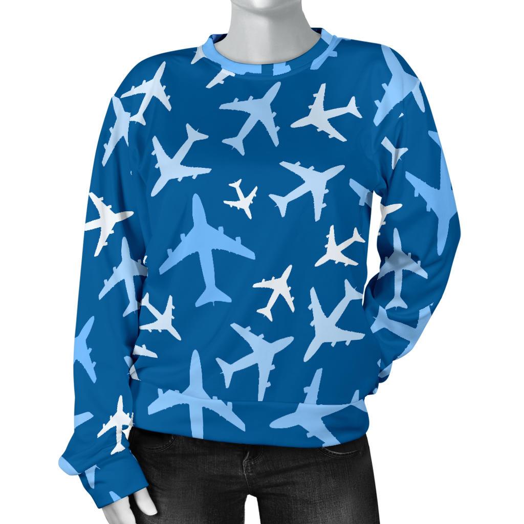 Airplane Pattern Print Women's Sweatshirt-grizzshop