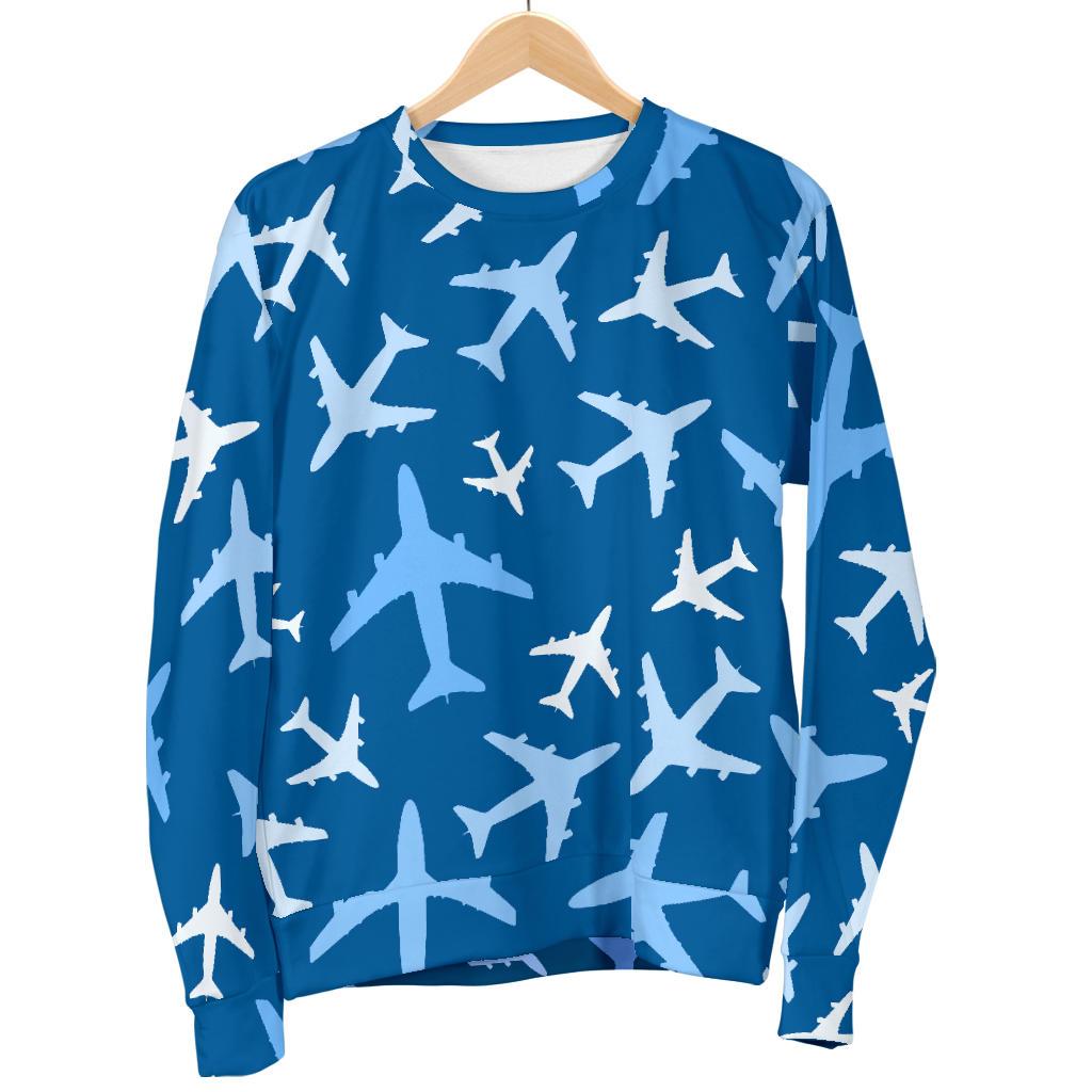 Airplane Pattern Print Women's Sweatshirt-grizzshop