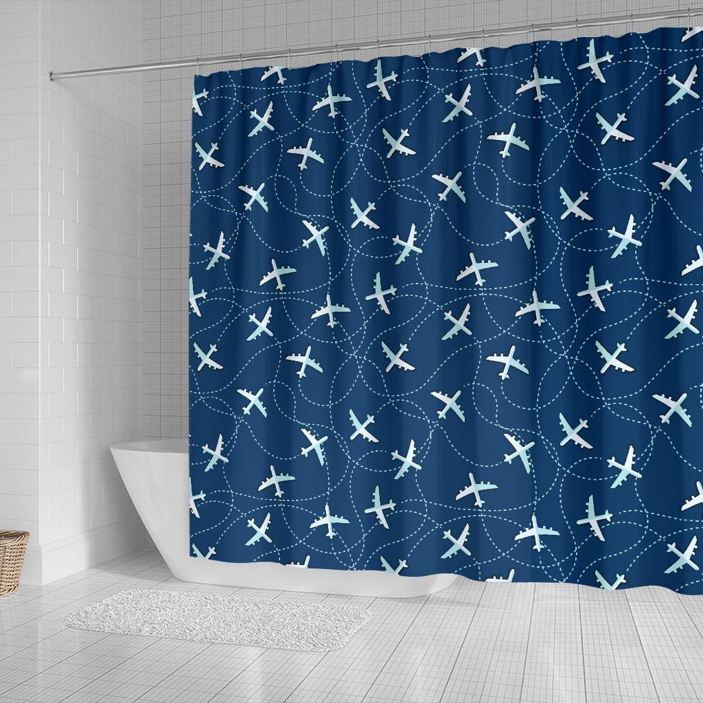 Airplane Print Pattern Bathroom Shower Curtain-grizzshop