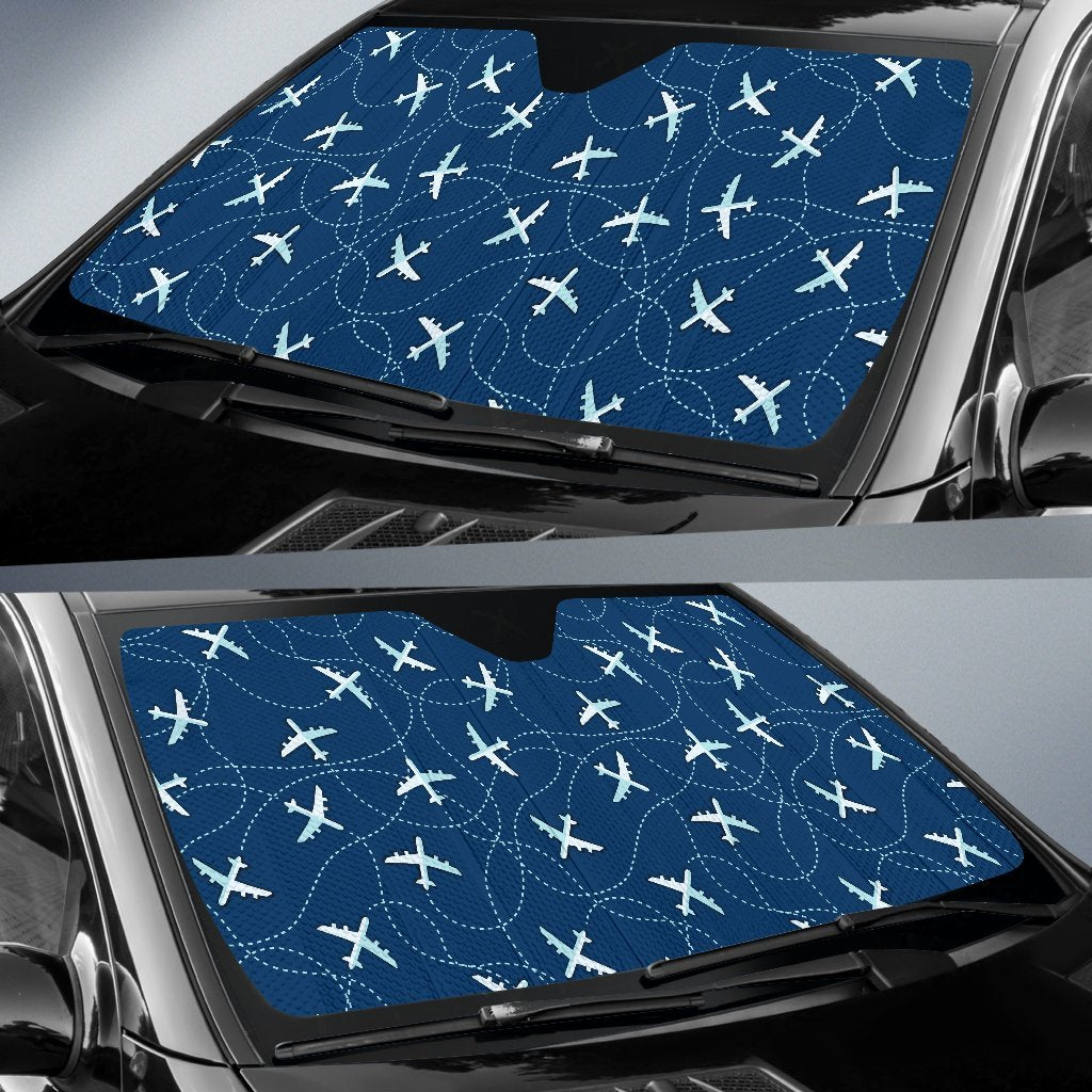 Airplane Print Pattern Car Sun Shade-grizzshop