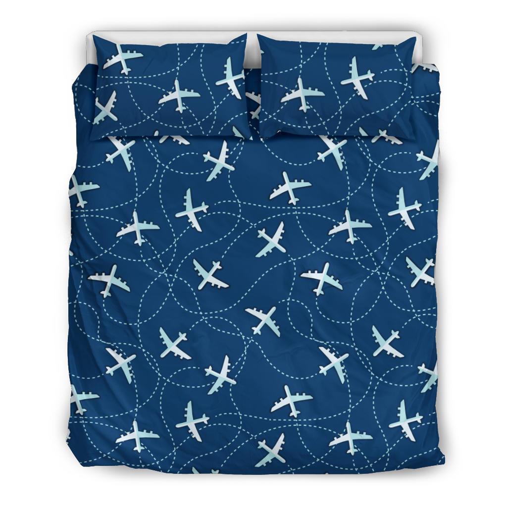 Airplane Print Pattern Duvet Cover Bedding Set-grizzshop