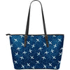 Airplane Print Pattern Leather Tote Bag-grizzshop