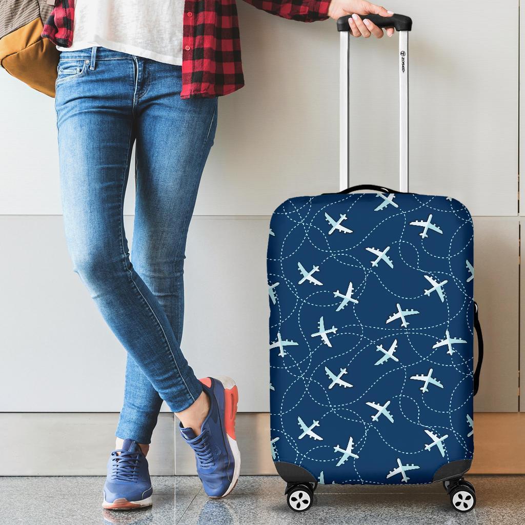 Airplane Print Pattern Luggage Cover Protector-grizzshop